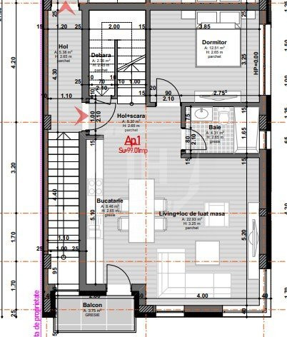 Apartament cu 4 camere, constructie tip vila, terasa 