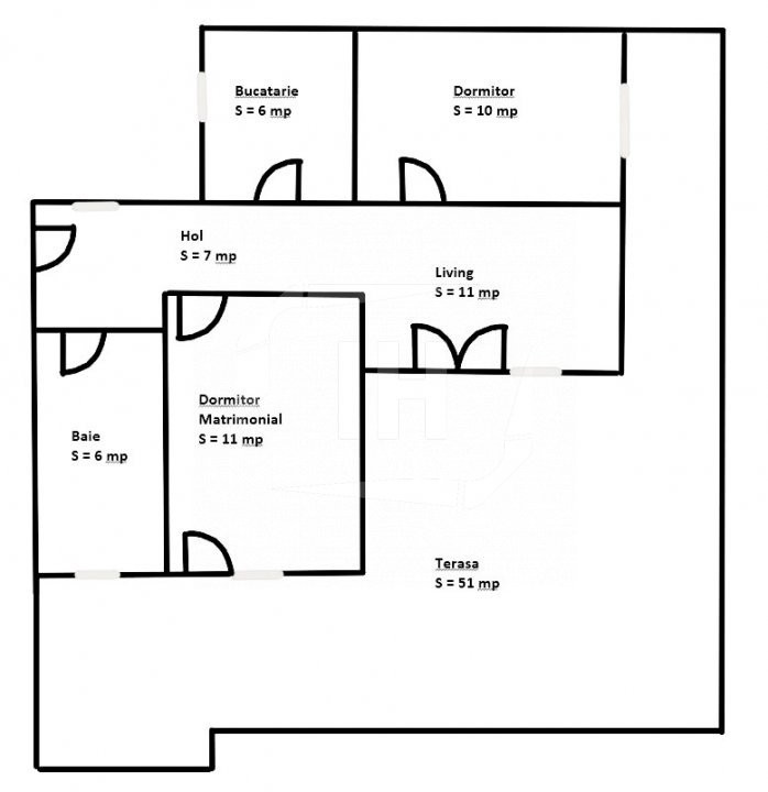 Apartament cu 3 camere, terasa 51 mp, zona Oasului