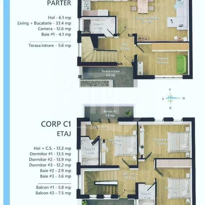 Duplex cu CF, 120 mp utili si 250 teren, zona Casa Zanelor