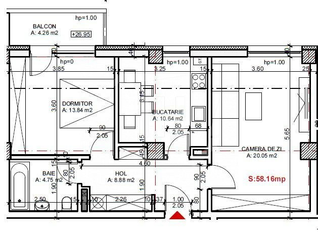 Apartament 2 camere, decomandat, 58 mp, bloc nou, parcare, vedere spre parc!