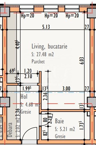 Apartament 38.79 mp, etaj intermediar, constructie finalizata cu CF